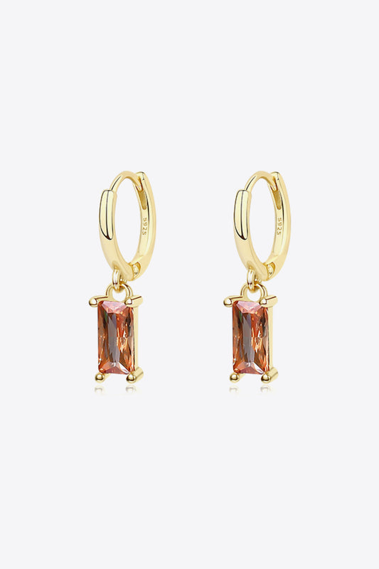 Retro Pure Sterling Silver Cubic Zirconia Drop Earrings