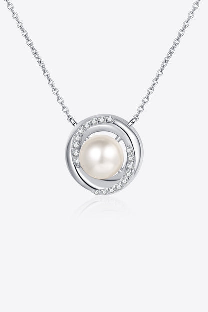 Sparkala™ Moissanite Pearl Rhodium-Plated Necklace