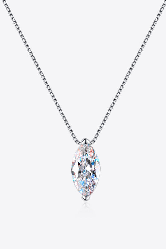 1 Carat Moissanite Rhodium-Plated Pure Sterling Silver Necklace - Sparkala