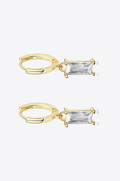 Retro Pure Sterling Silver Cubic Zirconia Drop Earrings