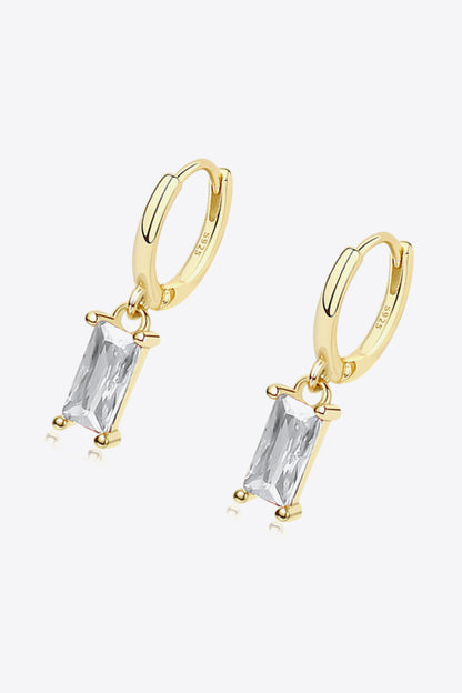 Retro Pure Sterling Silver Cubic Zirconia Drop Earrings